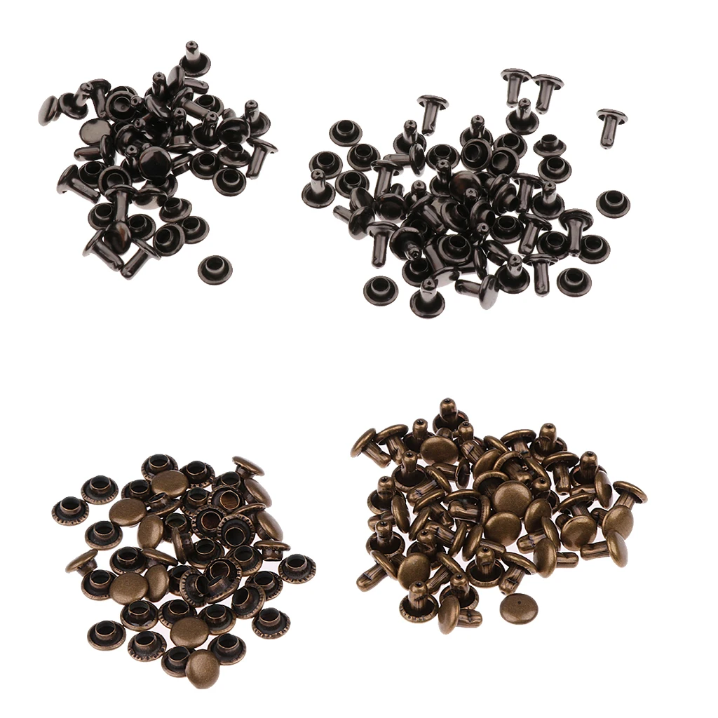 100 Sets Leather Rivets Double Cap Rivets for Leather Craft Repairing Decoration