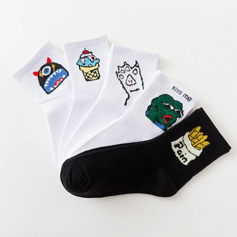 

2018 Port Wind Cartoon Frog Ice Cream Spoof Funny Cotton Short Japanese Harajuku Tube Socks Men And Women Tide Socks