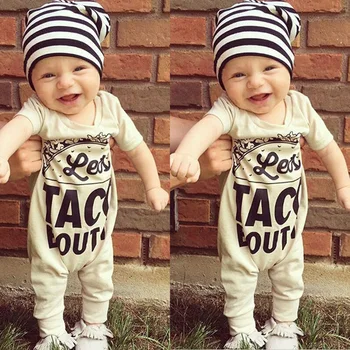 

2017 Hot Sale Summer Newborn Infant Baby Boy Girl Kids Cotton Taco Bout It Romper Jumpsuit Clothes Outfit Summer Baby Clothes