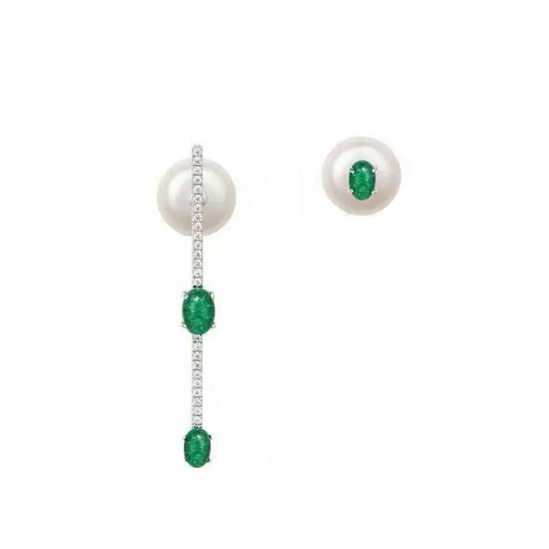 Лидер продаж, модные жемчужные серьги с зеленым цирконием, АБ стиль для женщин, подарок SJ112917 ZK30
