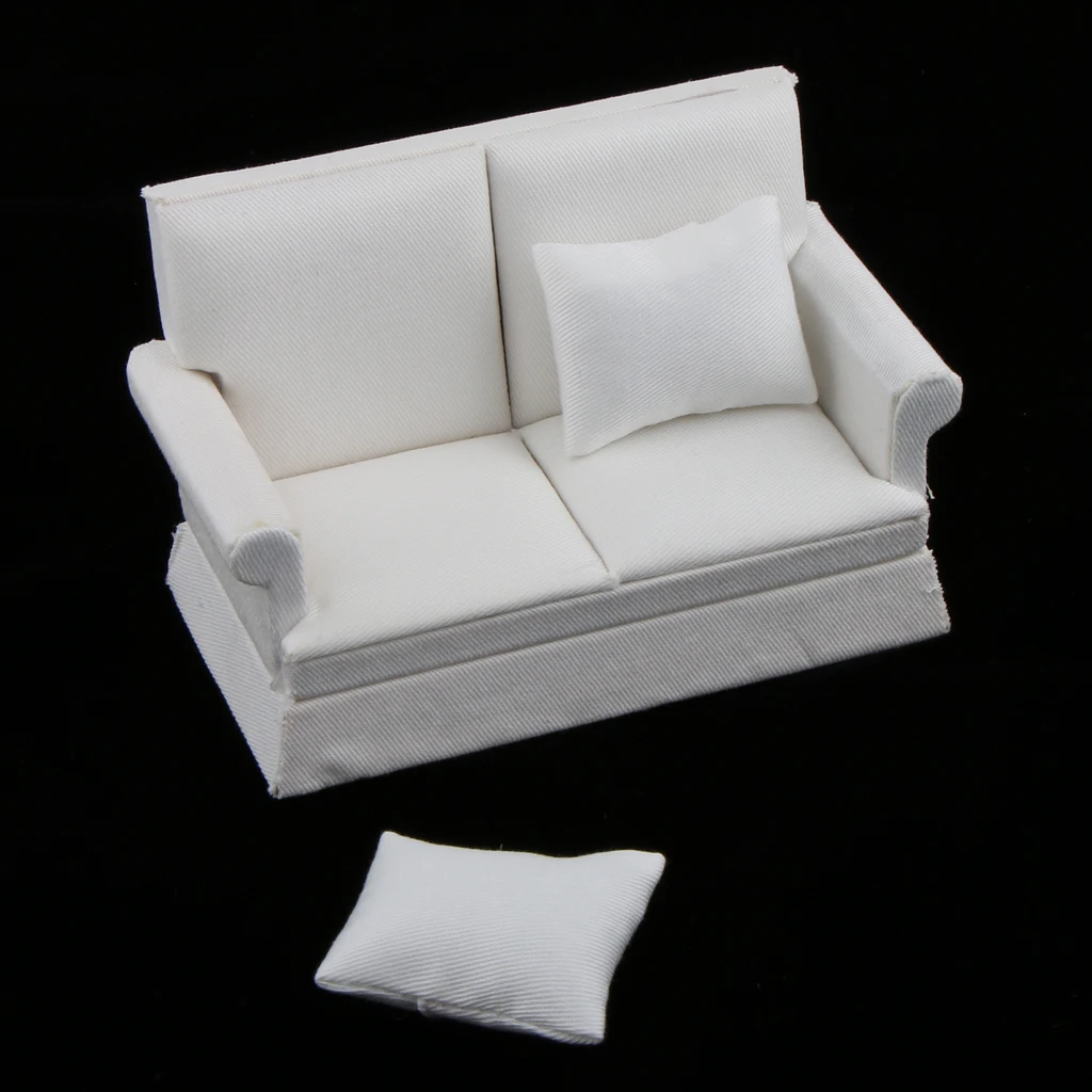 1/12 кукольный домик миниатюрная мебель для комнаты двухместный диван Модель Набор Белый