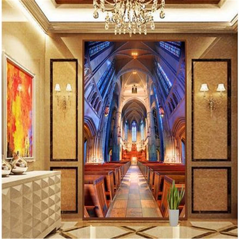 beibehang 3d stereoscopic TV backpack wall paper Church interior entrance 3d eco-friendly wallpaper for wall papel de parede beibehang 3d stereoscopic TV backpack wall paper Church interior entrance 3d eco-friendly wallpaper for wall papel de parede