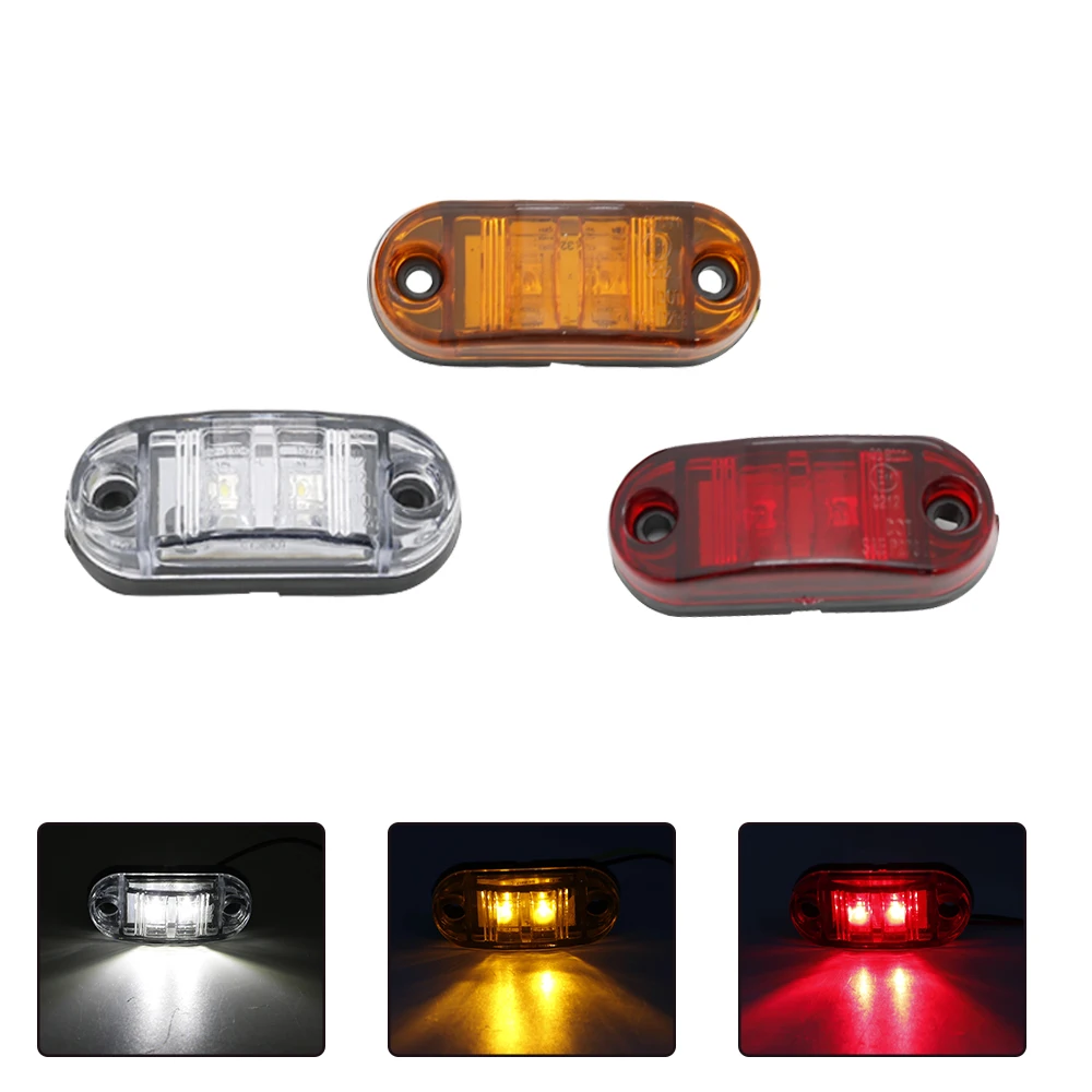 New Led Truck Side Marker Light 12V 2 LED Red Yellow White Waterproof Lamp For Truck Trailer Boat Warning Stop Light (3)
