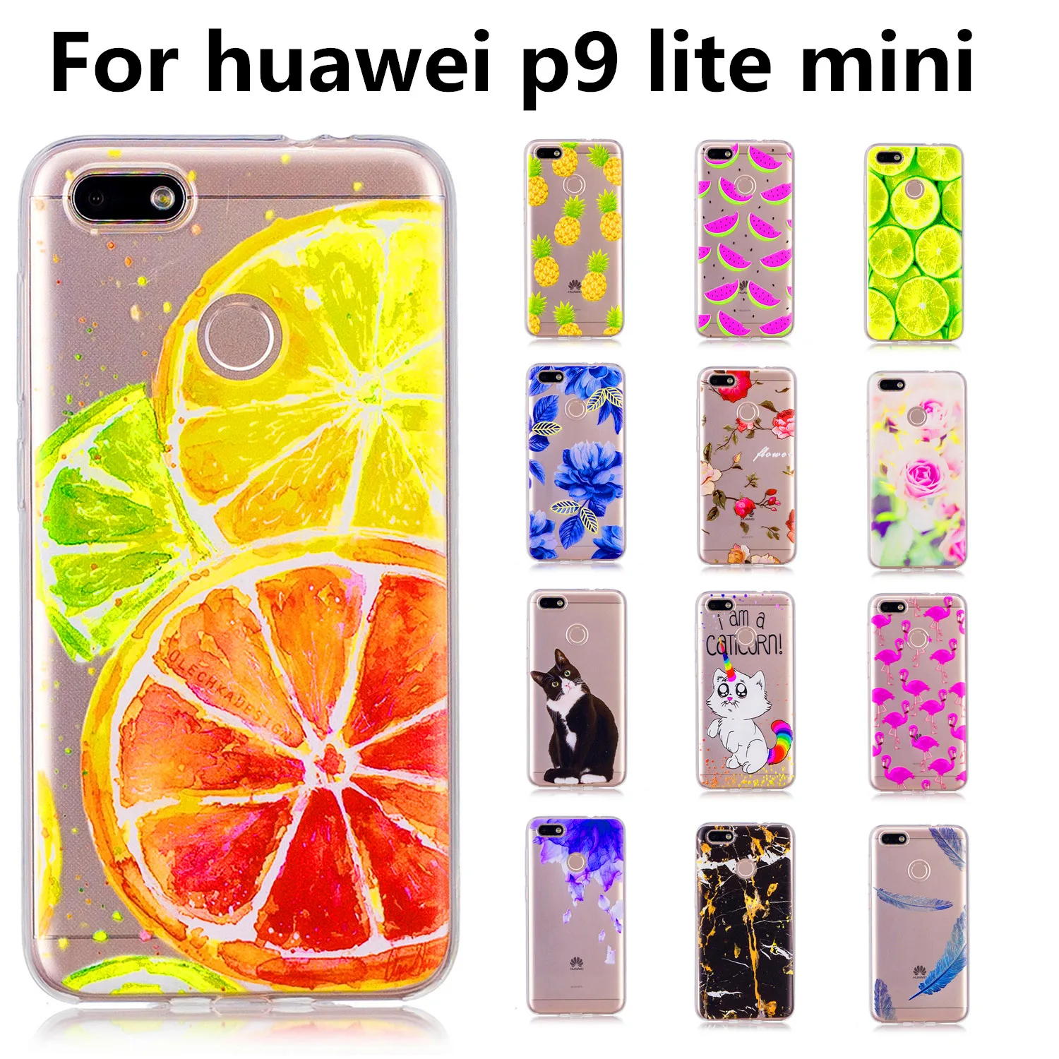 P9 lite mini 5 0 "картина фруктов чехол для huawei p9lite мини Мягкий ТПУ Y6 Pro 2017 Y6pro Чехлы