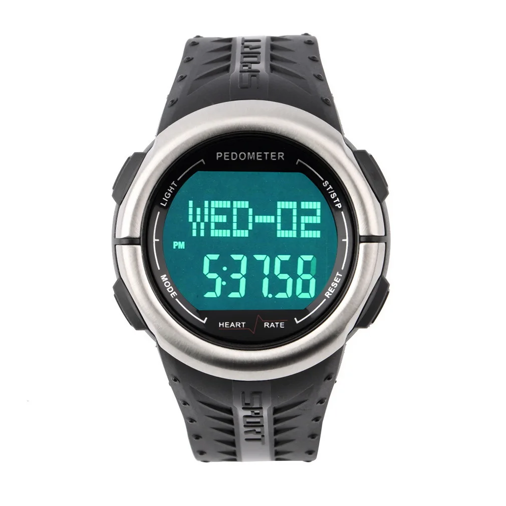 

OUTAD New Digital 3D Pedometer Calories Counter Pulsometer Heart Rate Monitor LED Sport Watch