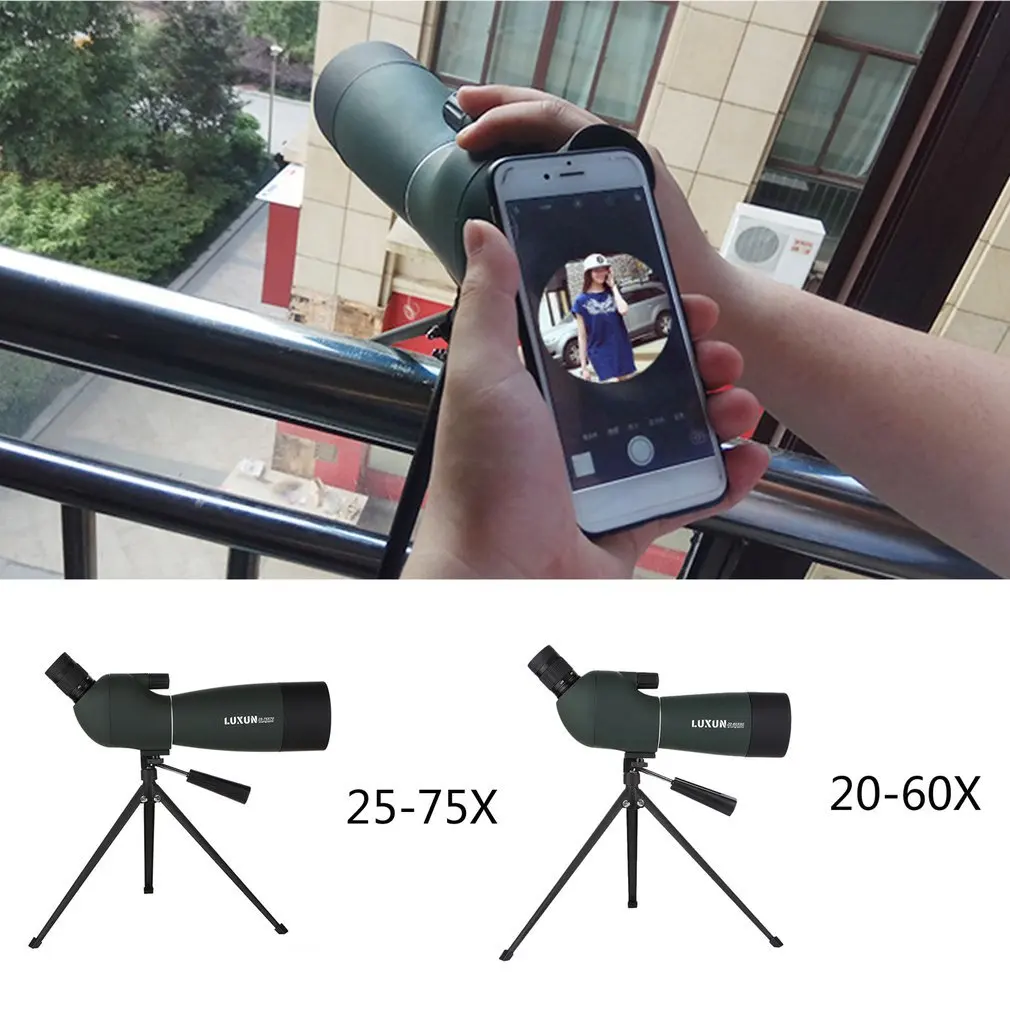 20-60x60/25-75x70 الإكتشاف نطاق التكبير أحادي تلسكوب مناظير HD في الهواء الطلق الصيد السفر للماء الأخضر تلسكوب فيلم