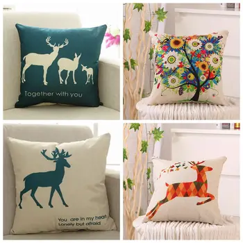 

New Linen Cushion Cover for Home Decor Geometric Deer throw pillows Cushions Cover 40x40cm
