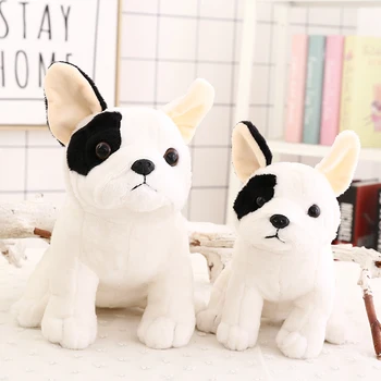 

Candice guo plush toy stuffed doll cartoon animal white black bulldog dog puppy model baby christmas present birthday gift 1pc