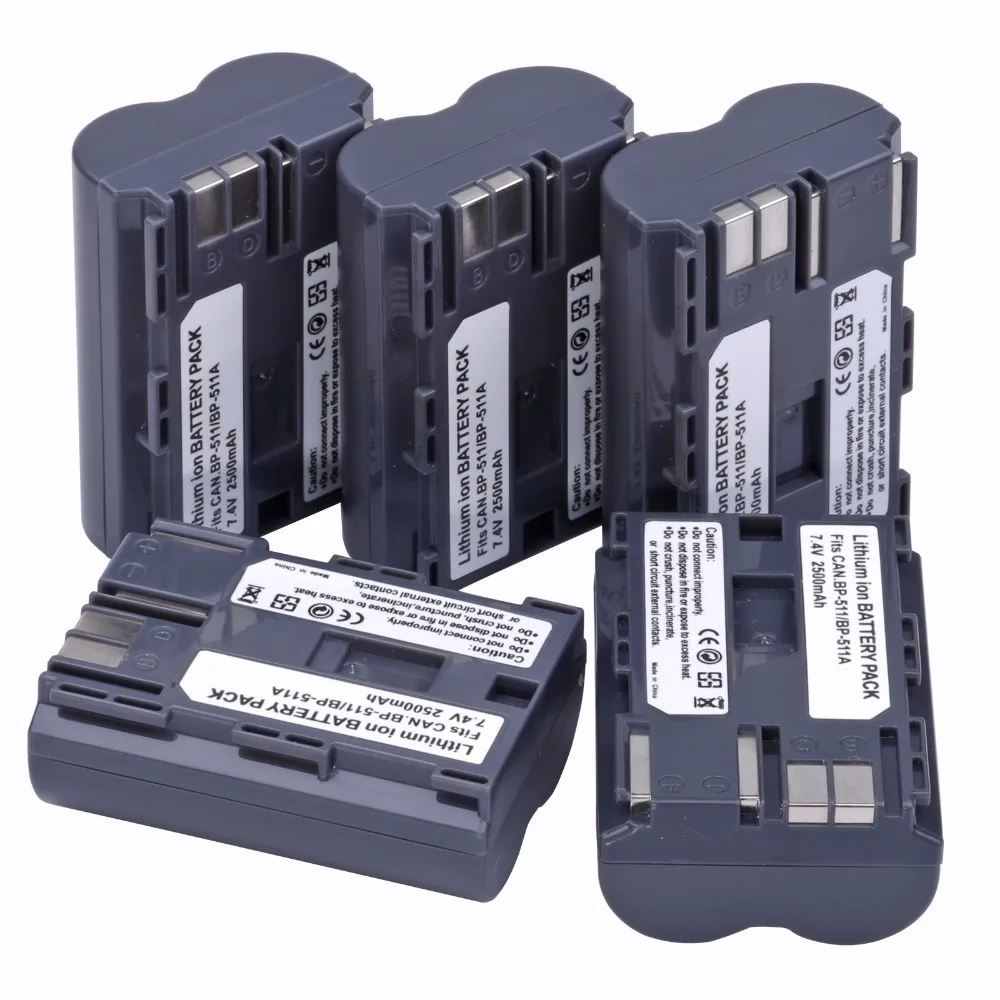 5Pcs BP 511 BP511A 2500mAh Rechargeable Battery / Batteries For Canon