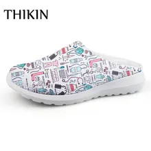 THIKIN/3D мультфильм медсестра узор обувь на плоской подошве женские Повседневная Удобная обувь женская летняя прогулочная обувь Mujer