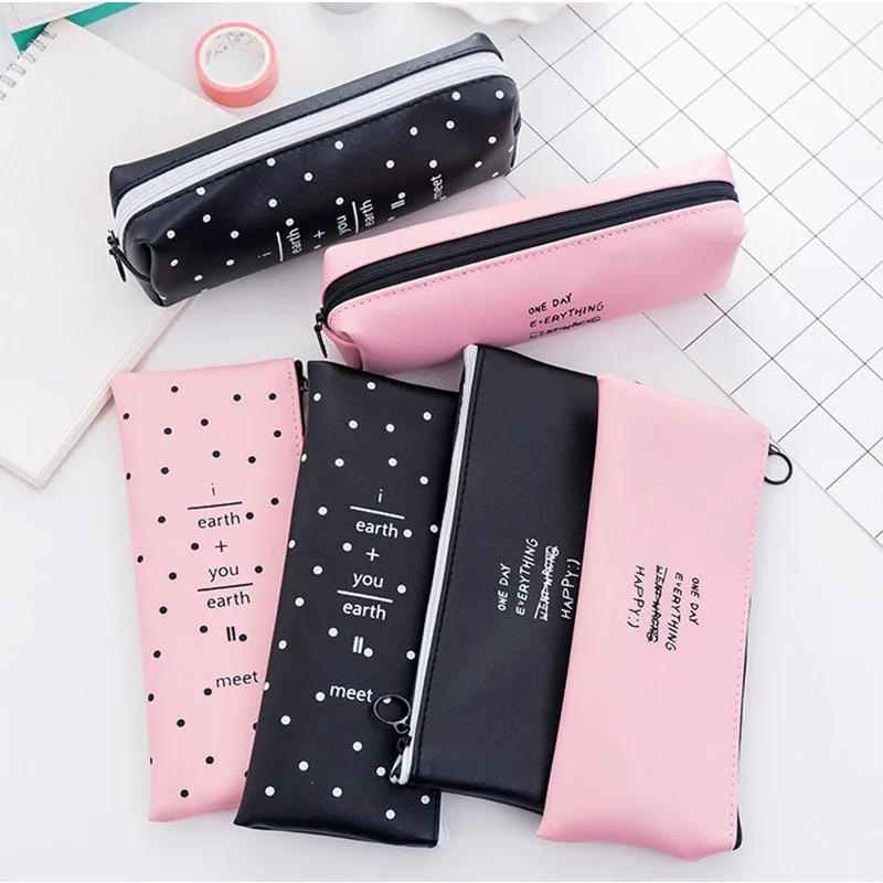 

Simple Letter Pencil Case Pencil Case Male and Female Students PU Waterproof Zipper Large Capacity Pencil Bag