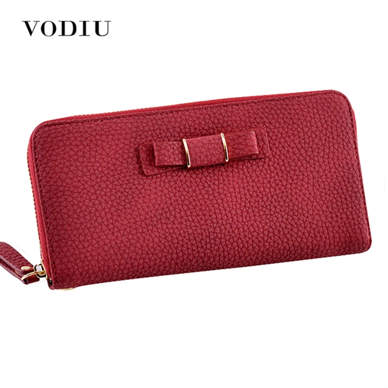 Женский Длинный кошелек на молнии с милым бантом 2017|card coin holder|women long walletlong wallet |