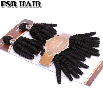 

Black Funmi Hair Weaving Cheap Synthetic hair Extensions 18 18 20 20 inch 4 Pieces One set Curly hair Bundles