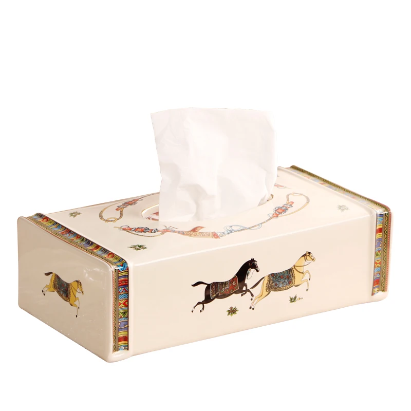 

Ceramic removable tissue box home decoration Quality ivory luxury vintage paper box