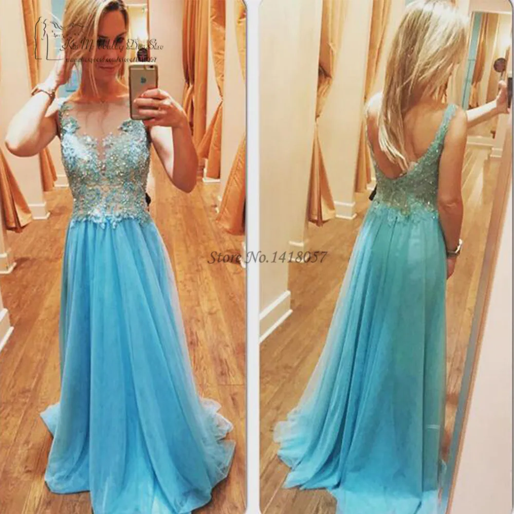 

Vintage Blue Long College Graduation Dress Lace Backless Cheap Prom Dresses 2017 Vestidos de Festa Vestido Longo Para Casamento