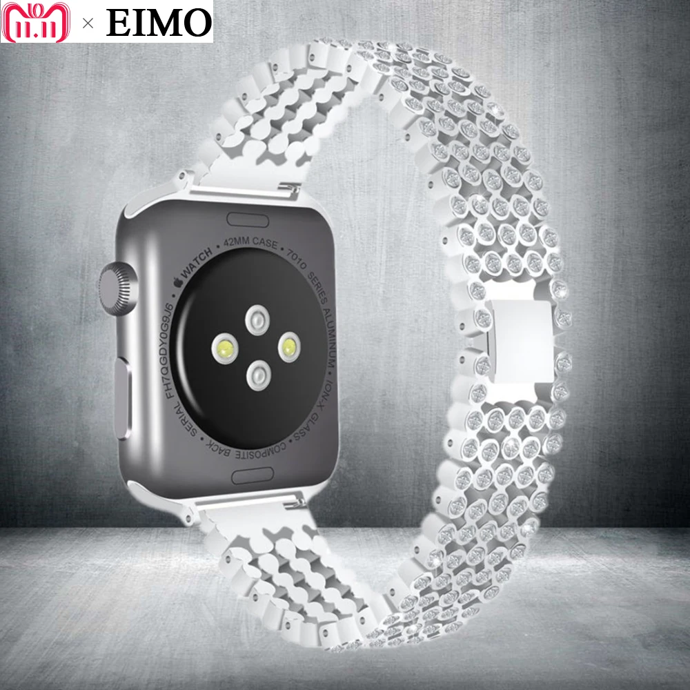 EIMO роскошный Алмазный ремешок для Apple Watch series 4 мм 44 мм 40 мм Стильный Кристалл iWatch band 4 3 2 1 мм 42 мм/мм 38 мм браслет