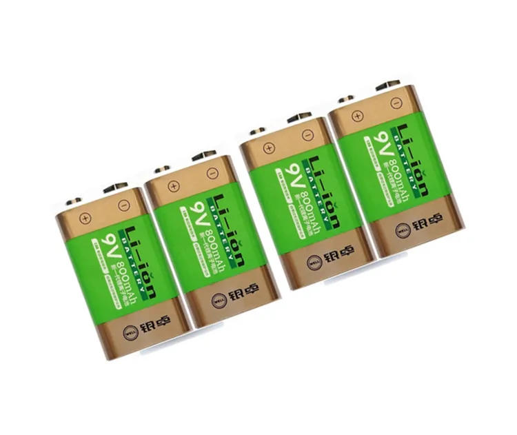 Hot selling 4pcs/lot 800mAh Li ion 9 V Rechargeable Batteries For Smoke