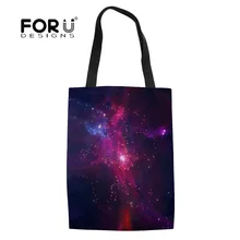 FORUDESIGNS, Галактическая печать, Холщовая Сумка для покупок, складная многоразовая сумка для путешествий, Повседневная вместительная сумка для хранения