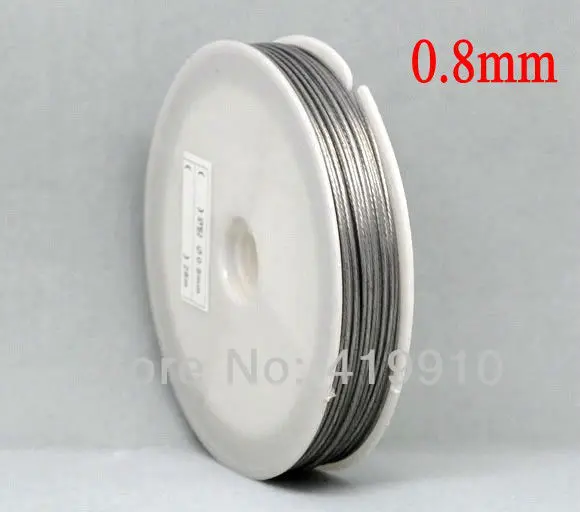 

Silver Tone Steel Tiger Tail Beading Wire 0.8mm 15M/Roll, sold per packet of 2 roll M00151