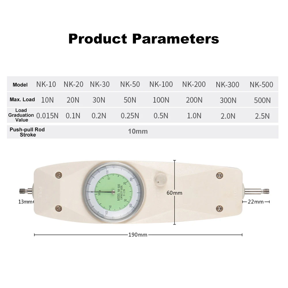 Ручная указка, измеритель силы толчка, тестер, NK-500, аналоговый динамометр, измерительные приборы с N/Kg дисплеем