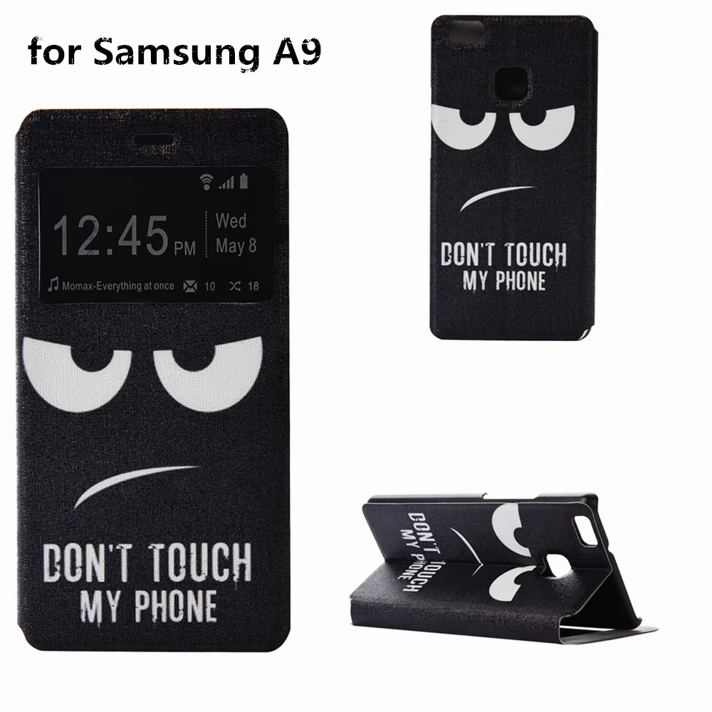 Кожаный чехол для samsung A9 Крышка С Откидывающейся Крышкой и окошком Galaxy smart
