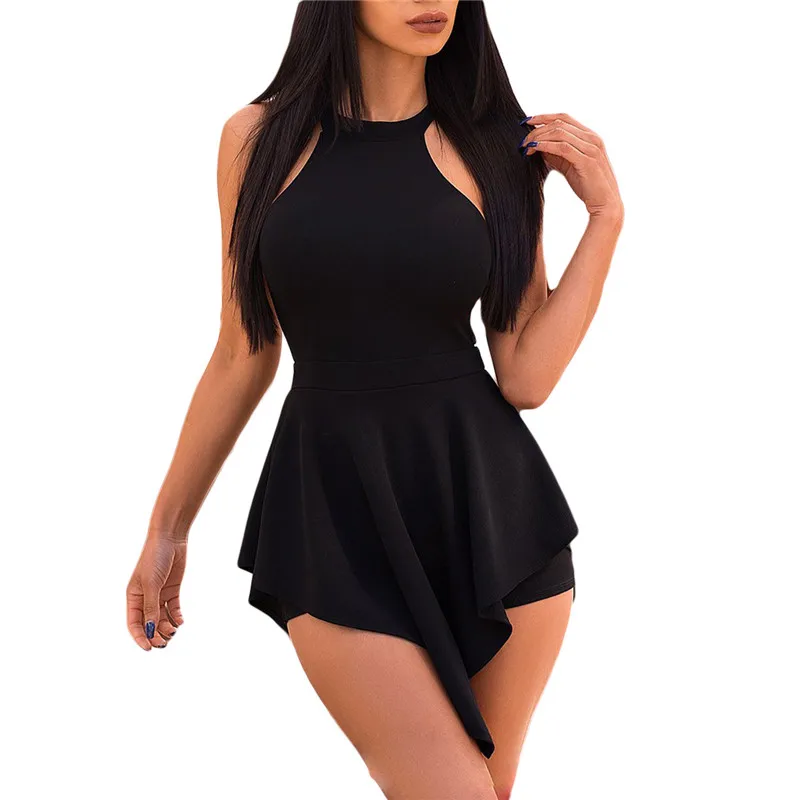 summer halter irregular rompers jumpsuit-2