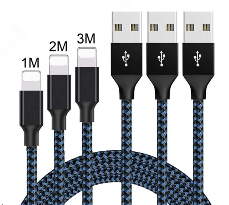 USB кабель для iPhone X XS Max нейлоновый плетеный передачи данных 2.4A Быстрая зарядка iPad