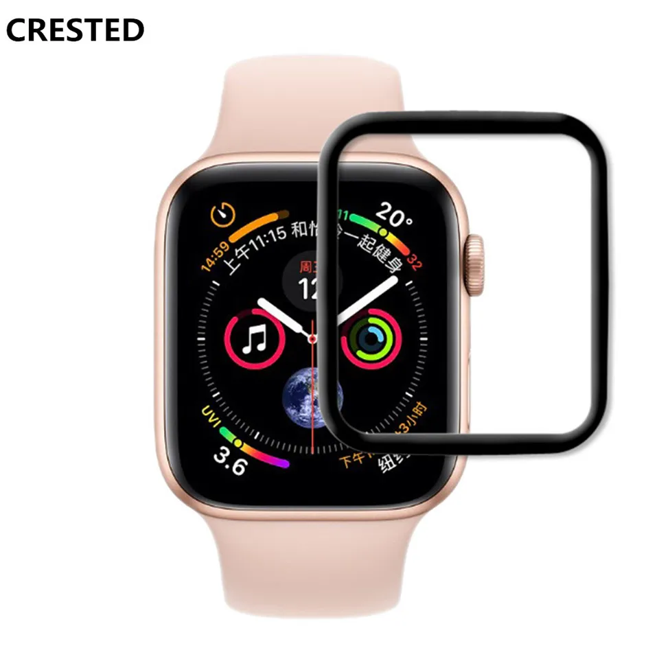 CRESTED Full закаленное стекло для Apple Watch 4 44 мм 40 мм iwatch band 42 мм 38 мм Защитная пленка для экрана чехол для Apple Watch 3 2 1