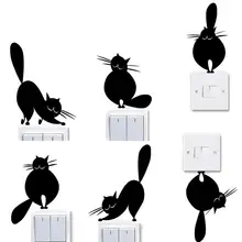 Черные кошки переключатель наклейка милый мультфильм переключатель для виниловых стен наклейка для домашнего украшения, светильник переключатель декор наклейки для дома