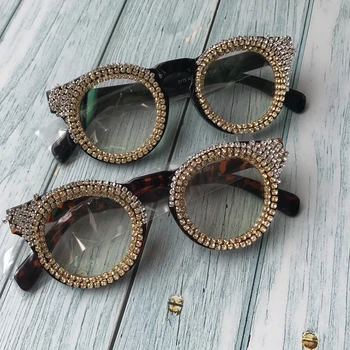 

ZAOLIHU 2019 New Creative Designer Round Frame Eyewear Women Cat Eye Clear Lens Sunglasses Gold Diamond Sexy Luxury Sun Glasses