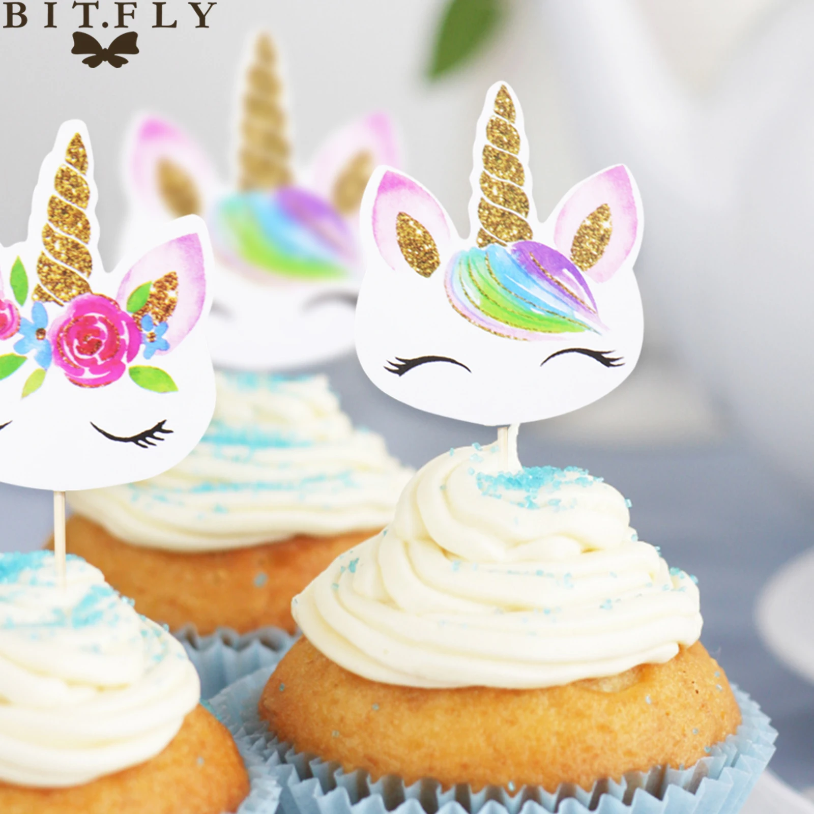 24pcs cartoon mermaid cupcake topper picks kid birthday party ER