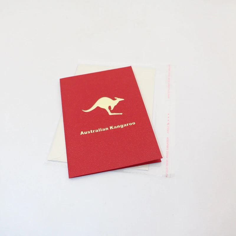  3D Handmade Cartoon Waiting for the busKangaroo Paper Invitation Greeting Card Kids Birthday School - 32914248399