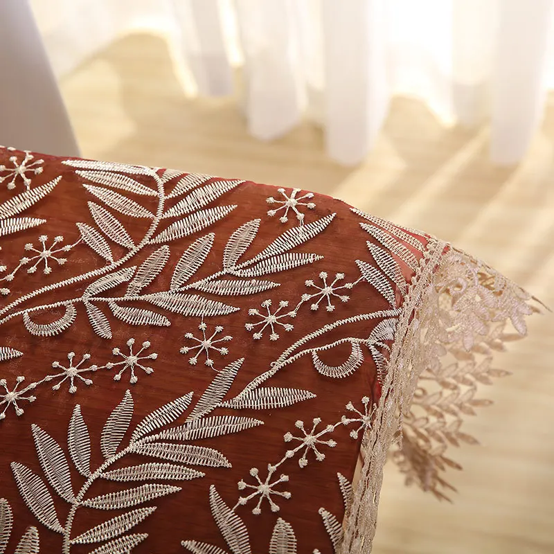 Willow Leaf Embroider Tablecloth Transparent Glass Yarn Water Soluble Lace Hem European Cover Washa
