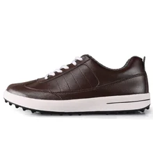 Мужская обувь для гольфа спортивная обувь верхний слой кожа водонепроницаемый дышащий высокое качество(коричневый