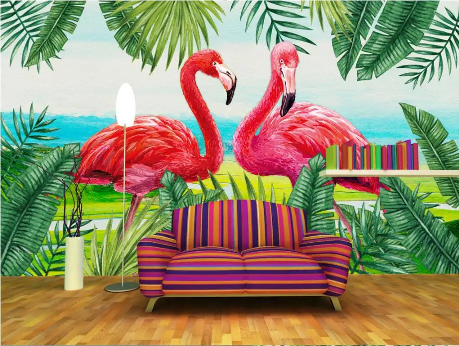 Papel pintado de flamencos rojos para decoración del hogar, pegatina de PVC  resistente al agua, extraíble, para muebles y armarios - AliExpress