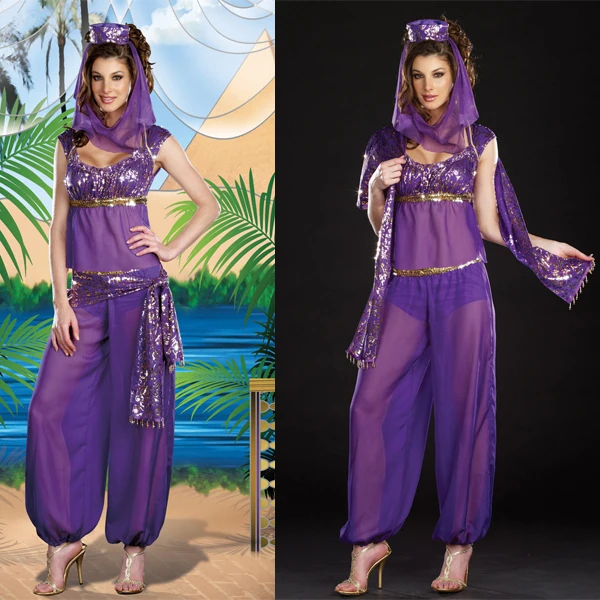 Purple Plus Size belly dancer fancy pants India women costumes belly costumes Sexy Sheer dancing