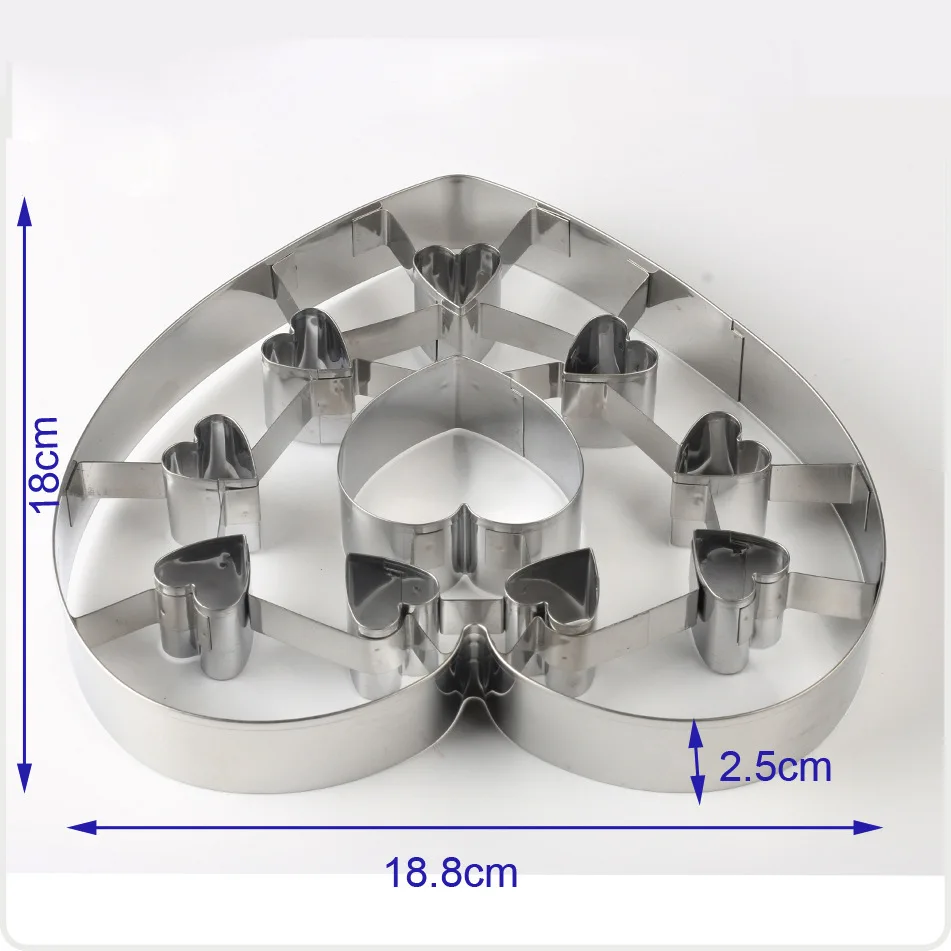 Большие 3D формы для печенья, рождественские снежинки, резак для печенья, форма сердечко, нержавеющая сталь, аксессуары для выпечки, штампы для печенья, инструменты - Цвет: Heart