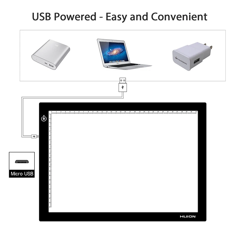 Huion-placa de luz led l4s com cabo