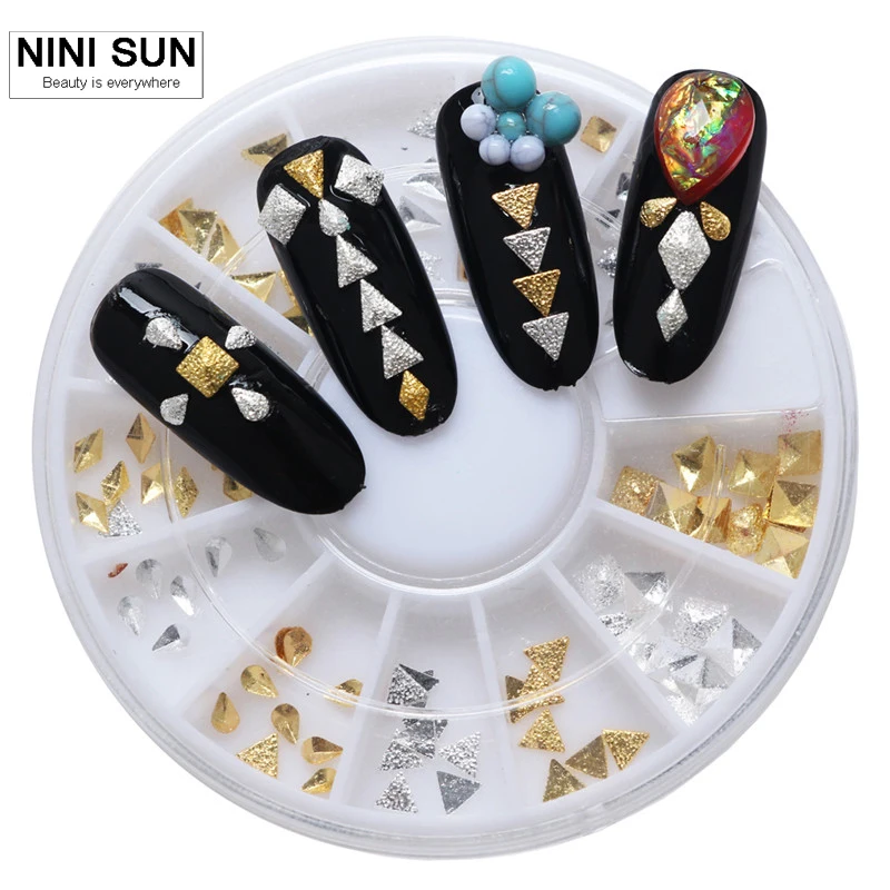 

Fashion Gold Silver Nail Art Decorations Wheel 3D Nail Art Nail Tools Stickers Tips Glitter Rhinestone DIY Jewelry 2016 Beauty