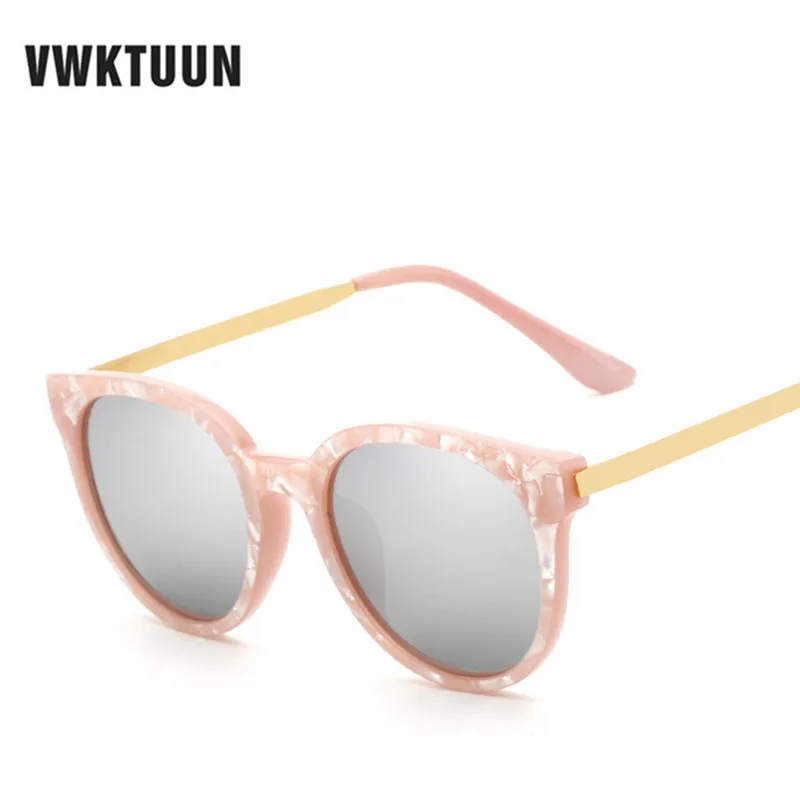 

VWKTUUN Women Cateye Sunglasses Vintage Retro Flower Frame Sunglass Korean Round Circle Sun glasses Female Outdoor Eyewear