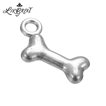

LIKGREAT Mini Cute Dog Bone Charm Pendant for Necklace Making Golden Silver Color Small Floating Charm Jewelry Fingdings Gifts
