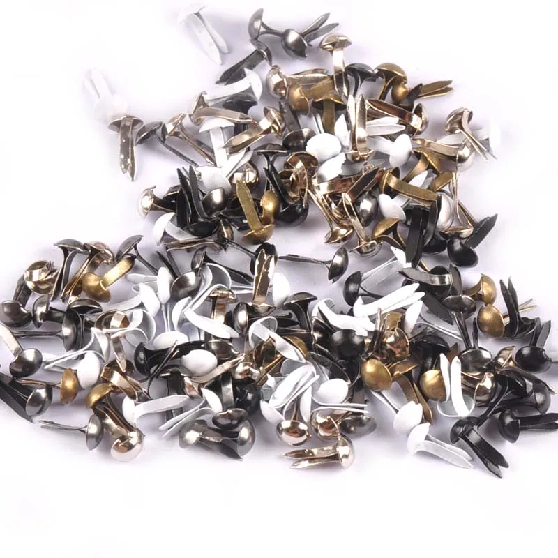 100Pcs 5X10mm Mix 6 Colors Round Metal Brads Scrapbooking