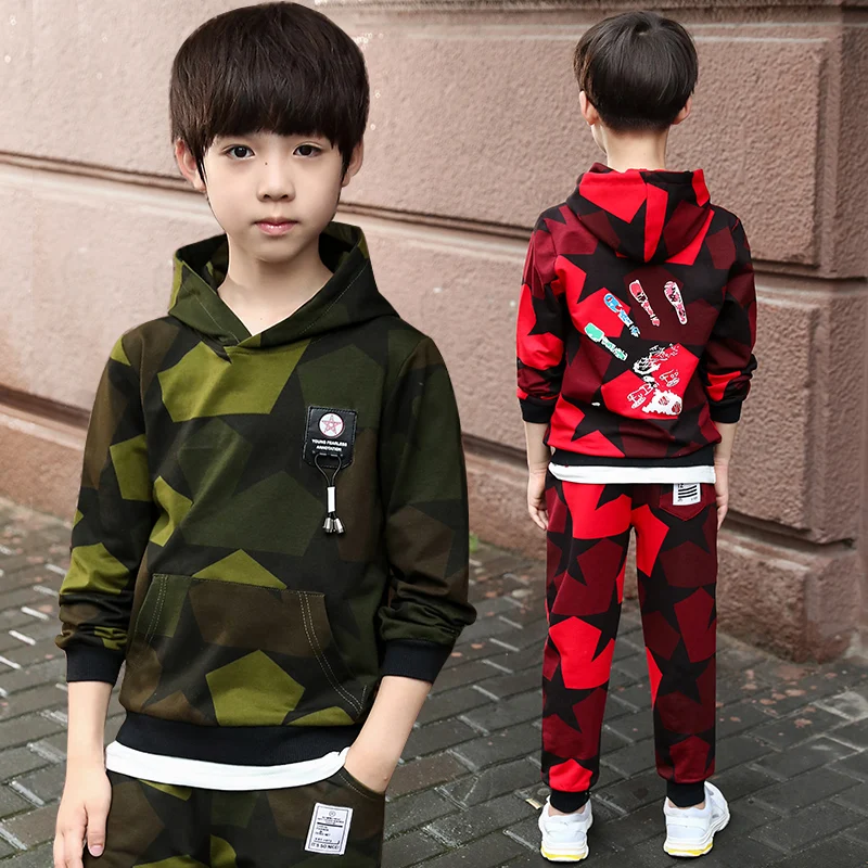 

FYH Kids Clothing Autumn Boys Clothing Sets Camouflage Clothes Sets Boy Teenager Tracksuit Children Sports Suits Hooded Pullover