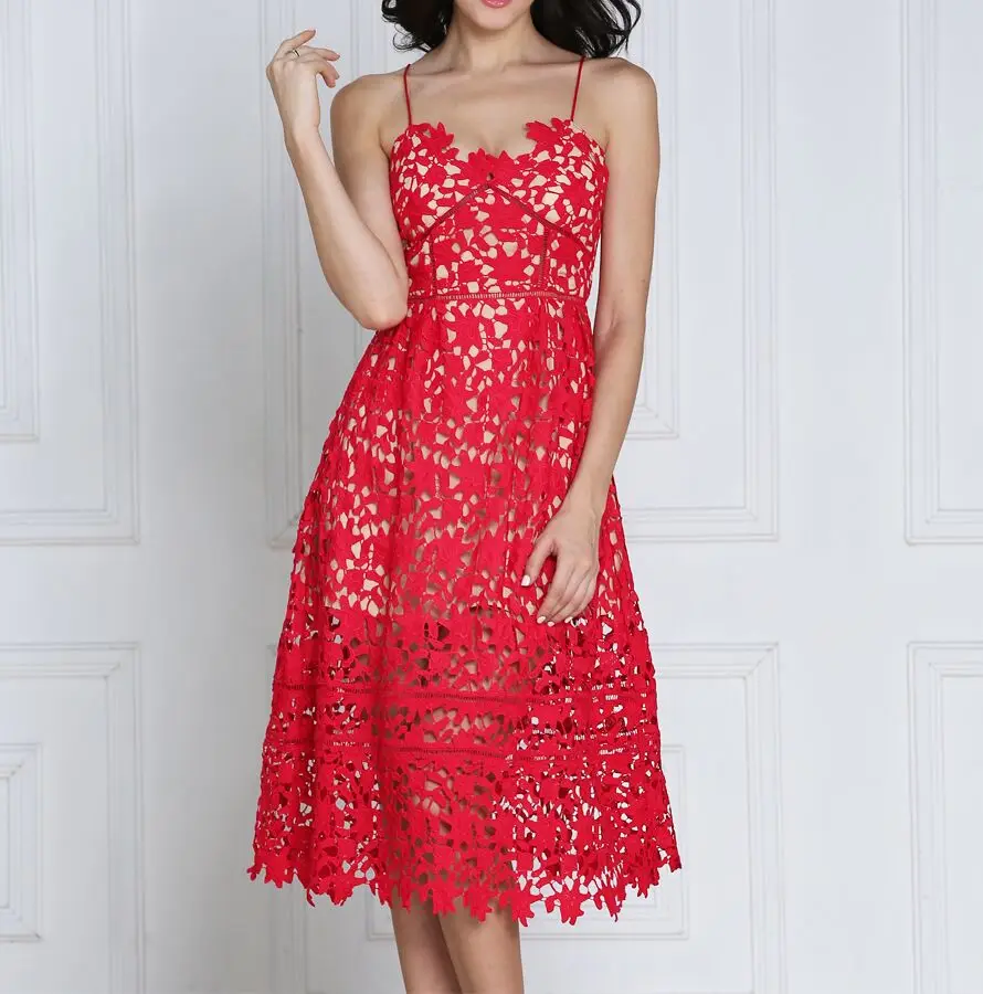 

Style No. W286 spaghetti strap white lace dress