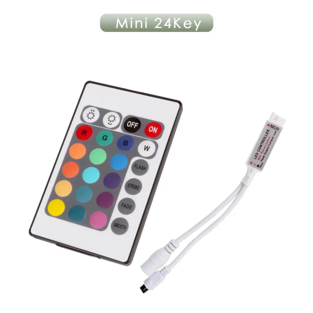LED RGB Controller DC12V Mini 44/24key IR Remote Control Dimmer for 5050 3528 LED Strip Tape