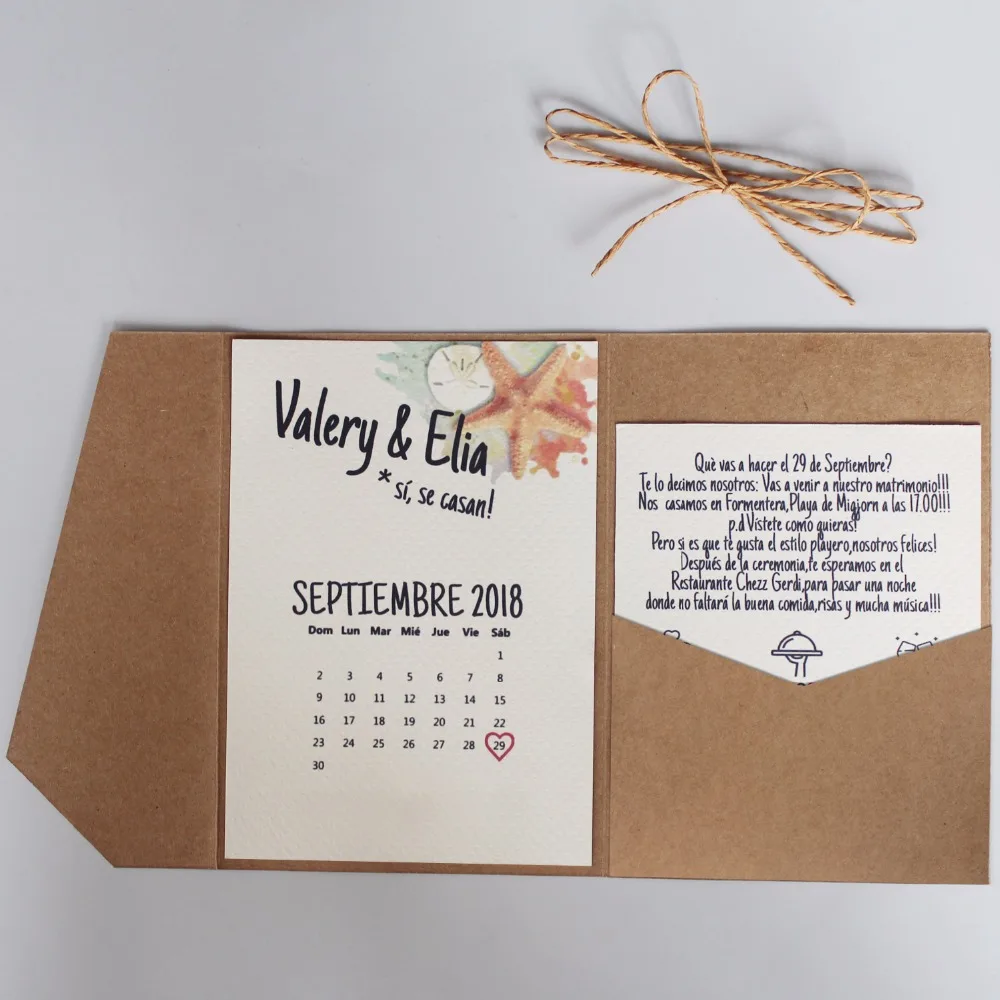  Rustic Wedding Invitation Kraft Paper Invitation Cards Undersea World Invitations With Customized W - 32908294244