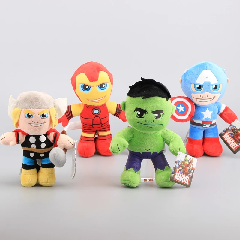 

Super Heros 4 Styles Captain America Iron Man Plush Toy Avengers Hulk Thor Soft Stuffed Dolls 8" 20 CM
