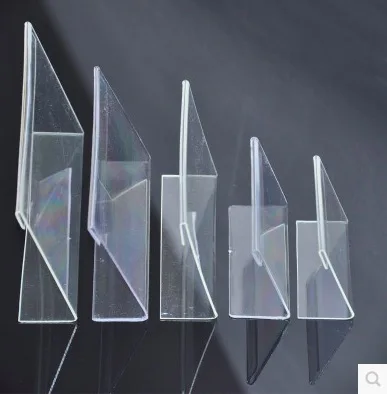 

7x5cm L-shaped transparent acrylic supermarket price tag plastic table card stand holder