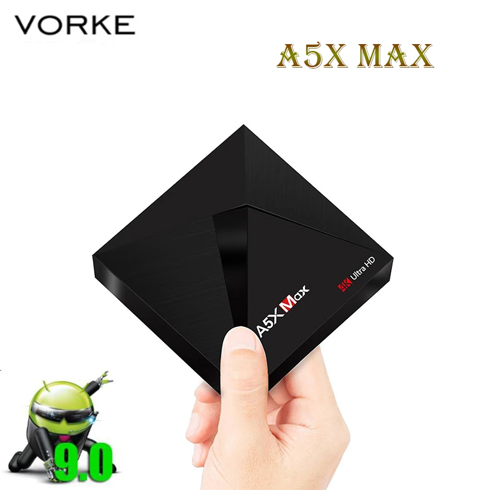 

Original Vorke 4GB/32GB NEW A5X MAX Android 9.0 Quad-Core RK3328 4K TV BOX WIFI LAN HDR VP9 USB3.0 Bluetooth 4.0