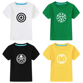 

2019 Captain America iron Man Printing Children T-Shirts Cartoon Anime Boy Girls Short Sleeves T shirt Baby Cotton Tops Vest